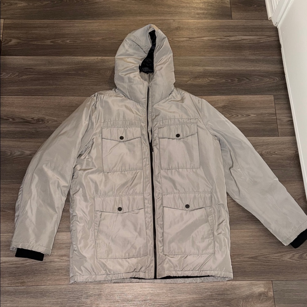 Men's Gray Hooded Puffer Jacket